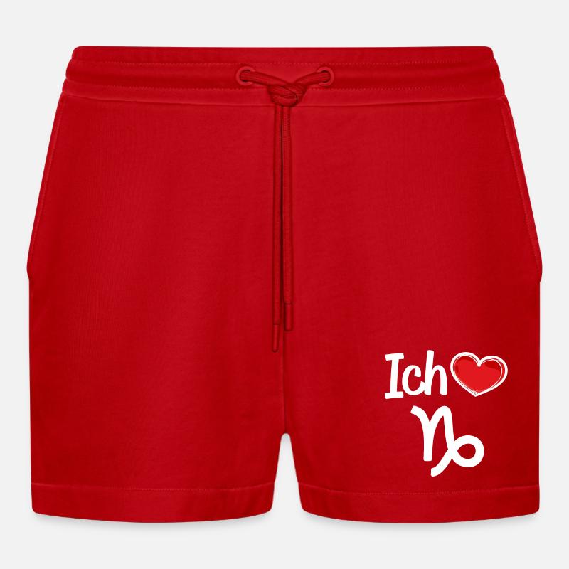 Astrologie Herz Steinbock Statement Horoskop - Organic Relaxed Cropped Shorts Made in EU - Rot