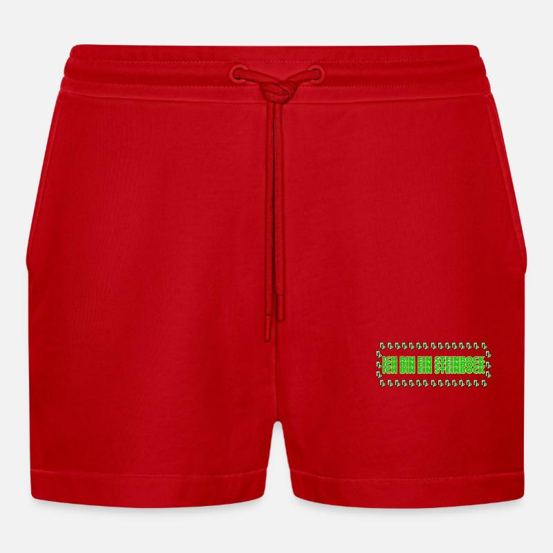 Steinbock Tierkreiszeichen Statement Horoskop - Organic Relaxed Cropped Shorts Made in EU - Rot
