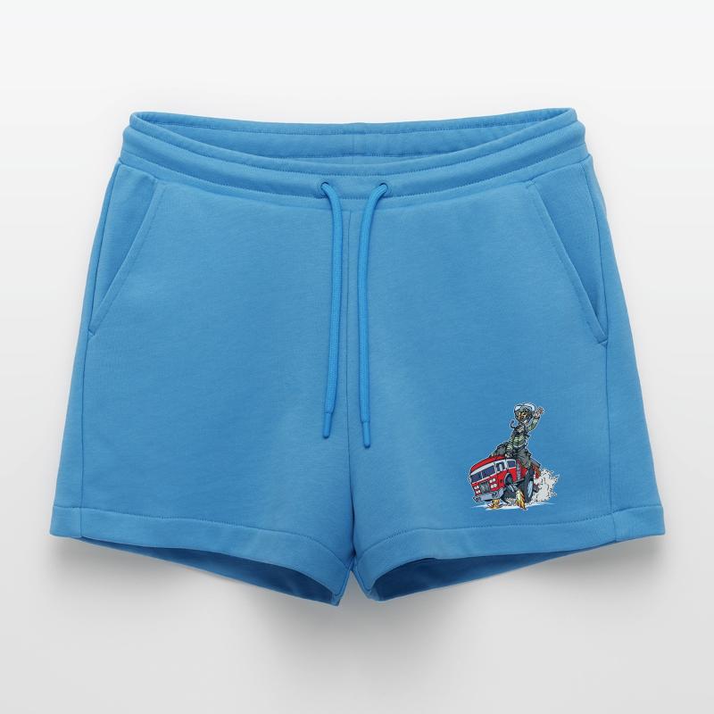Fire Fire Engine Firefighter Rescuer Organic Relaxed Cropped Shorts Made in EU