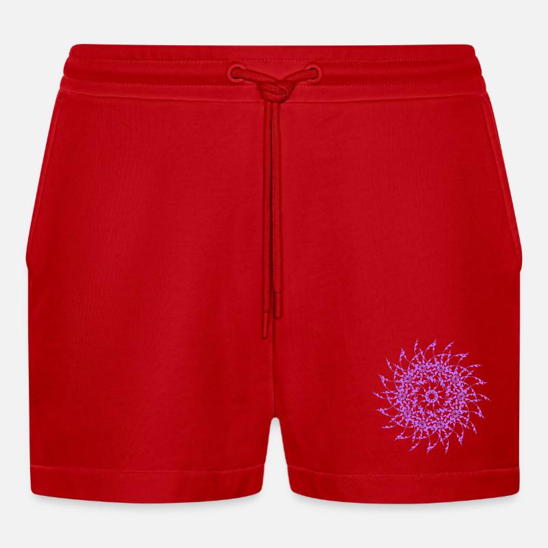 Random patterns rotated modif - Organic Relaxed Cropped Shorts Made in EU - red