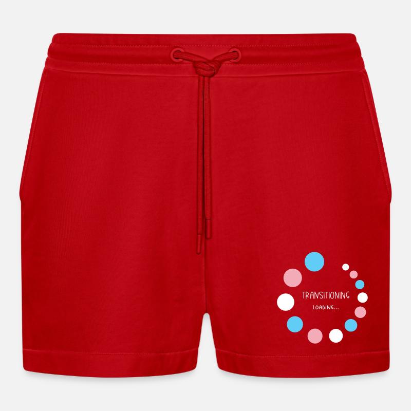 Pride Month - Transitioning... Loading - Organic Relaxed Cropped Shorts Made in EU - red