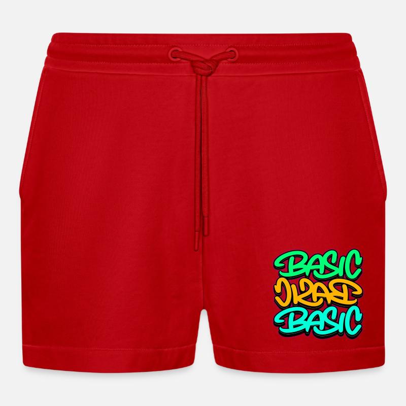 Urban Graffiti Basic Dreifach Schrift - Organic Relaxed Cropped Shorts Made in EU - Rot