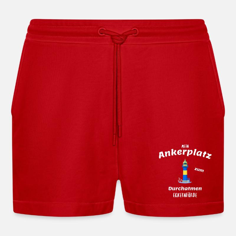 Alter Leuchtturm Eckernförde, Ankerplatz - Organic Relaxed Cropped Shorts Made in EU - Rot