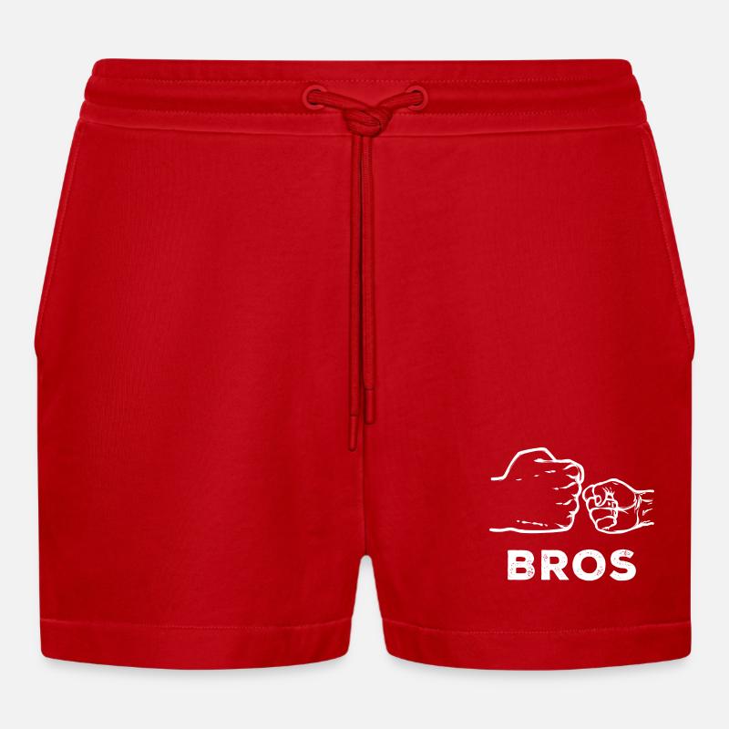 Stolzer Großer Bruder Statement Geschwister - Organic Relaxed Cropped Shorts Made in EU - Rot