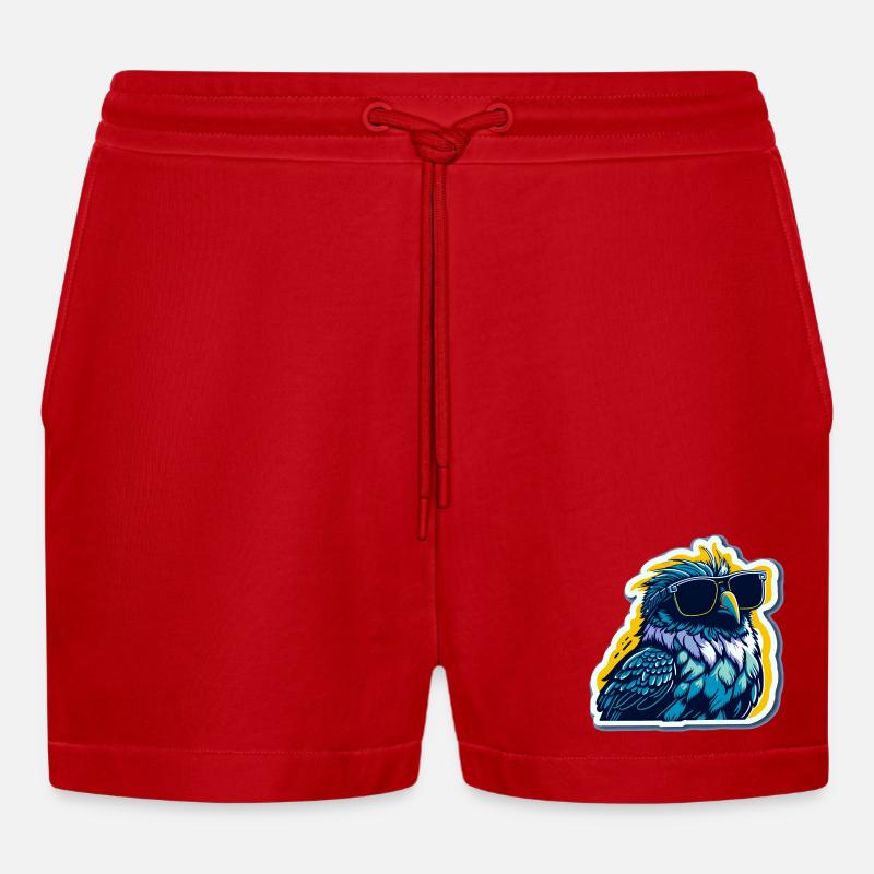 So ein cooler Vogel - Organic Relaxed Cropped Shorts Made in EU - Rot