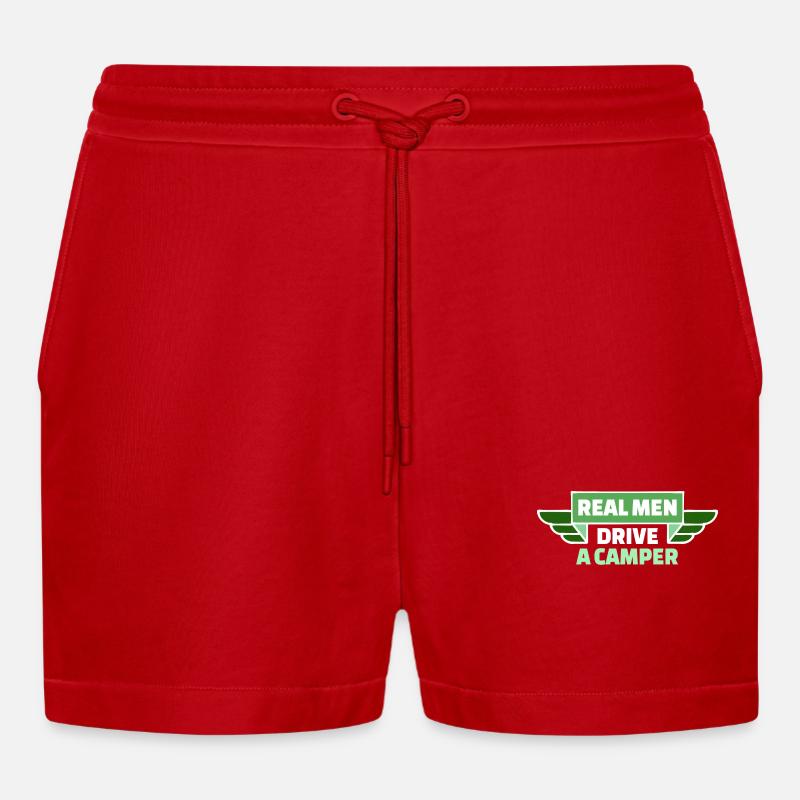 Camper Statement Camping Wanderer Wanderlust - Organic Relaxed Cropped Shorts Made in EU - Rot