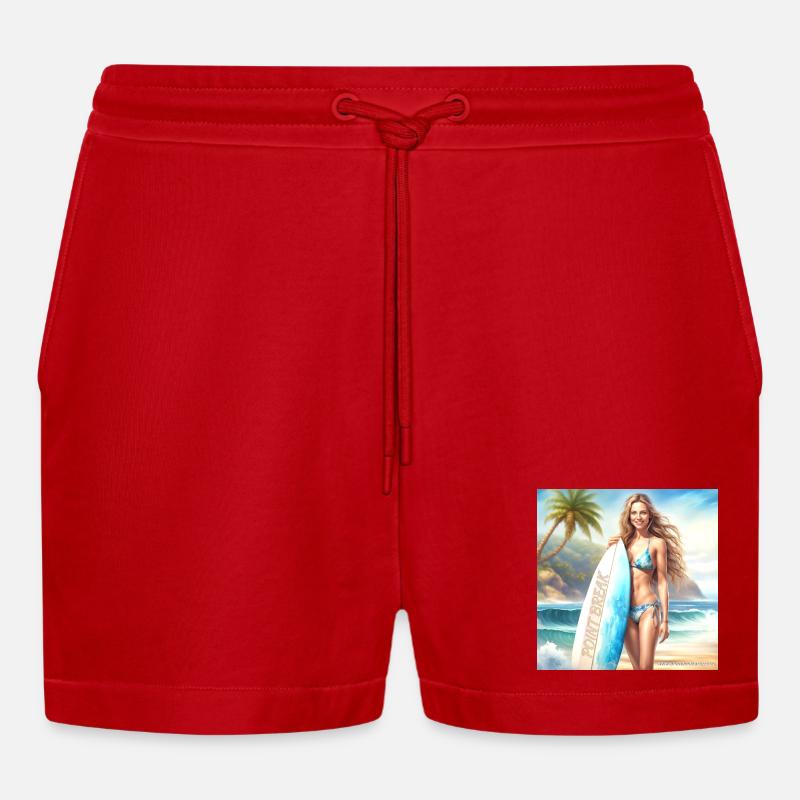 Mädchen Action Surf 2 - Organic Relaxed Cropped Shorts Made in EU - Rot