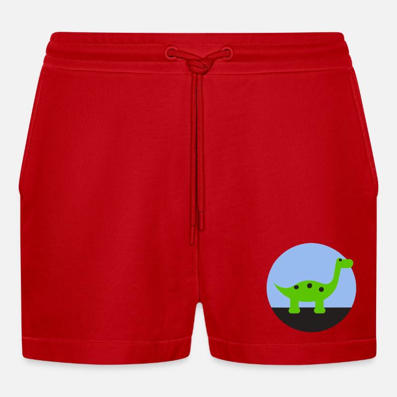 Dino - Organic Relaxed Cropped Shorts Made in EU - red