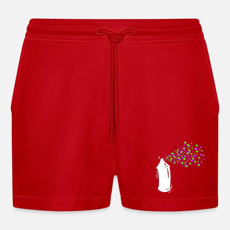 Graffiti Sprayer Spraydose Kunst Strassenkunst - Organic Relaxed Cropped Shorts Made in EU - Rot