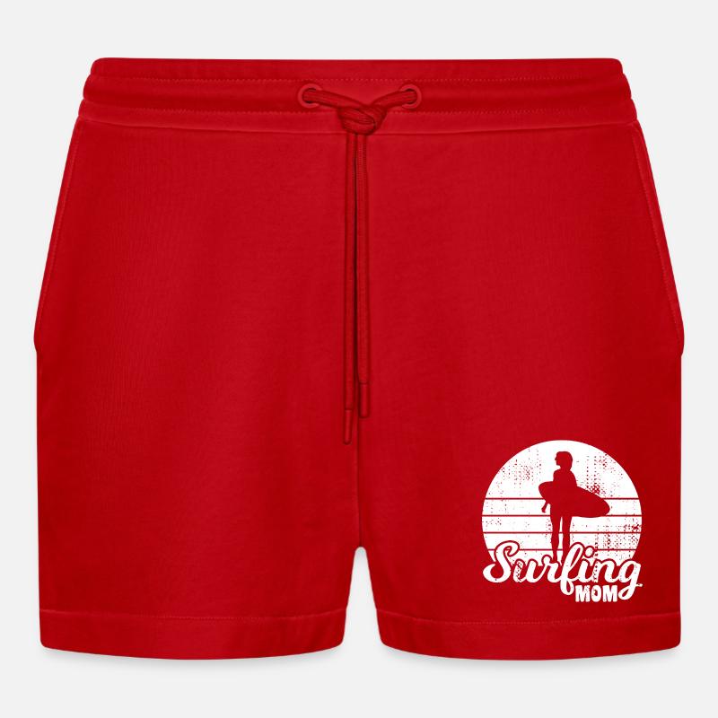 Surfer Mutter - Organic Relaxed Cropped Shorts Made in EU - Rot