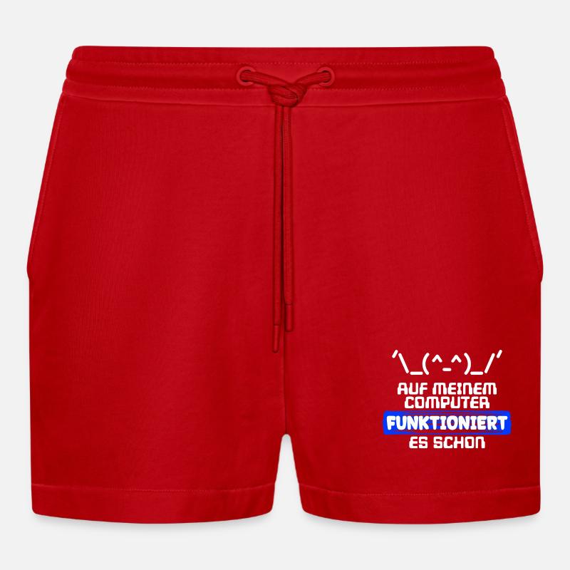 Computer Developer Software Developer Statement - Organic Relaxed Cropped Shorts Made in EU - red