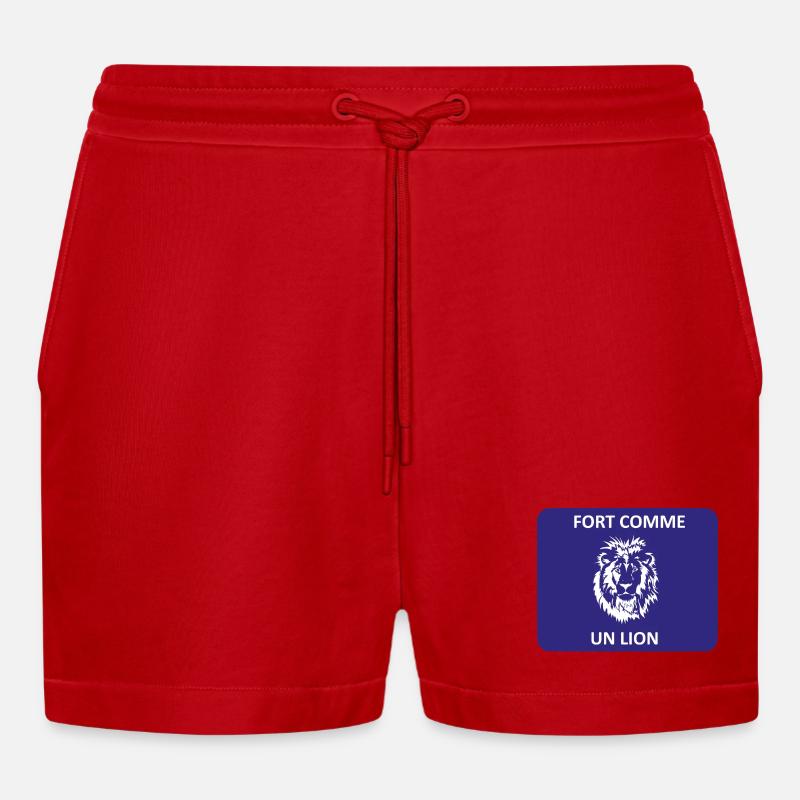 Stark wie ein Löwe - Organic Relaxed Cropped Shorts Made in EU - Rot