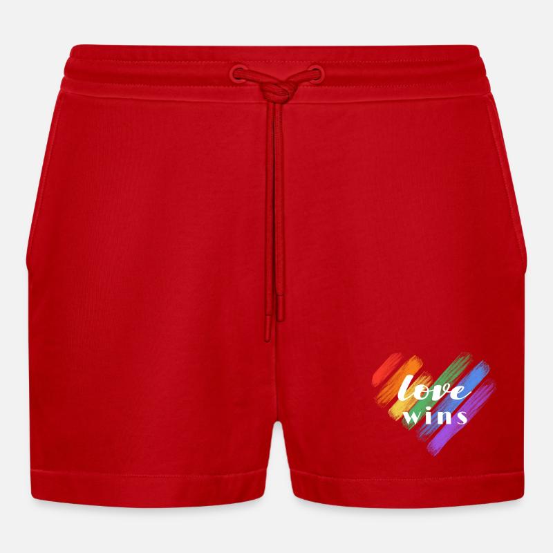 Liebe gewinnt – Regenbogenfarben - Organic Relaxed Cropped Shorts Made in EU - Rot
