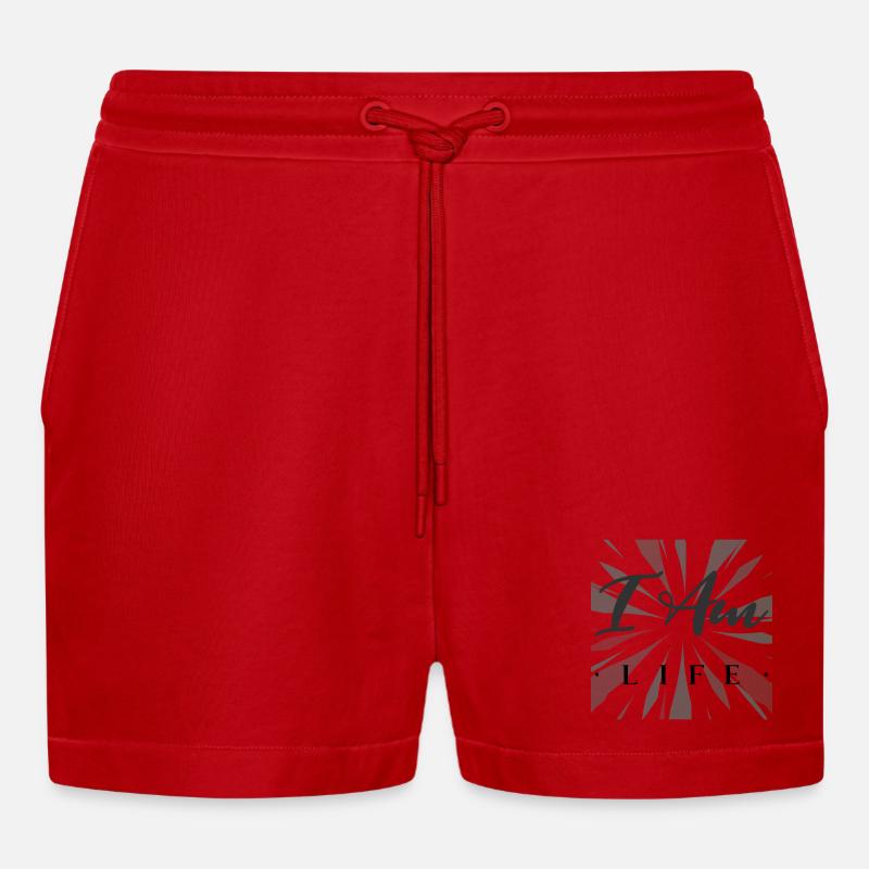 Ich bin das Leben - Organic Relaxed Cropped Shorts Made in EU - Rot