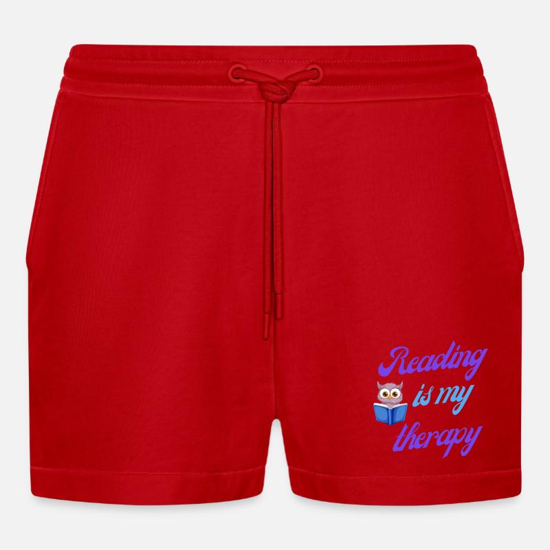 Lesetherapie-Geschenk - Organic Relaxed Cropped Shorts Made in EU - Rot