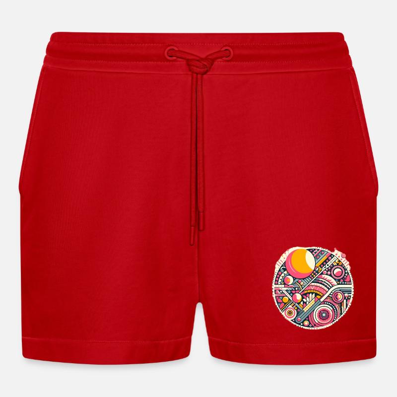 Neon Geometry — Orbit Bloom - Organic Relaxed Cropped Shorts Made in EU - Rot