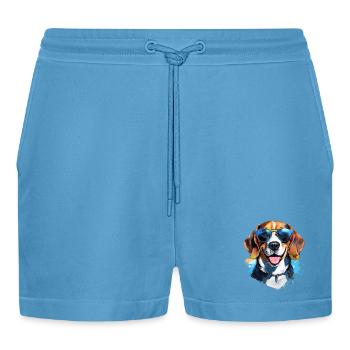 Beagle avec lunettes de soleil - Short bio décontracté court fabriqué en UE -  Sol Blue - Devant