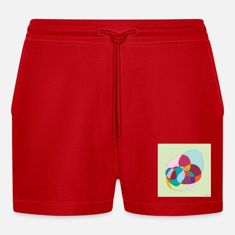 Verschlungene Farbübergänge - Organic Relaxed Cropped Shorts Made in EU - Rot