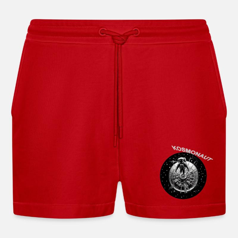 Kosmonaut im Sternenring - Organic Relaxed Cropped Shorts Made in EU - Rot