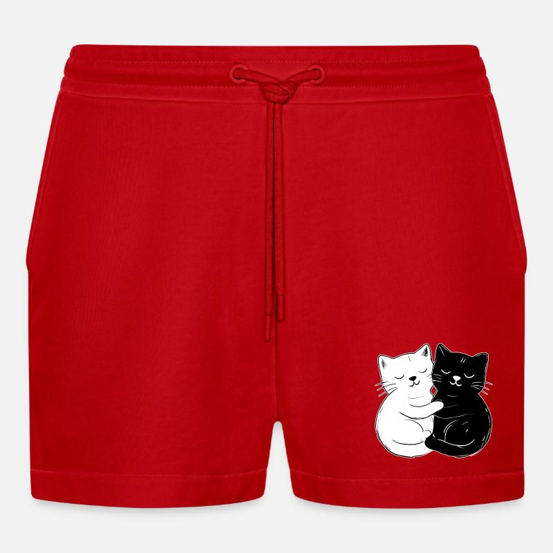 Chats mignons – simples et élégants - Short bio décontracté court fabriqué en UE - rouge