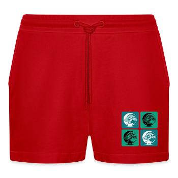 Bonsai Yin Yang - Organic Relaxed Cropped Shorts Made in EU - red - Front