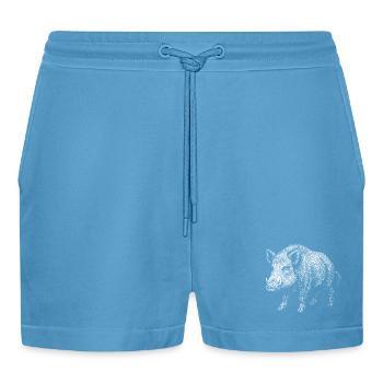 Wild boar - Organic Relaxed Cropped Shorts Made in EU -  Sol Blue - Front