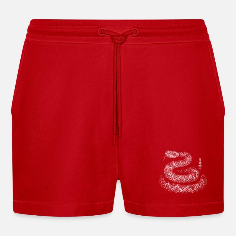 Snake - Organic Relaxed Cropped Shorts Made in EU - red