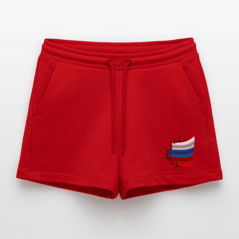 Drapeau de la Russie - Russie - Drapeau Broken Design Short bio décontracté court fabriqué en UE