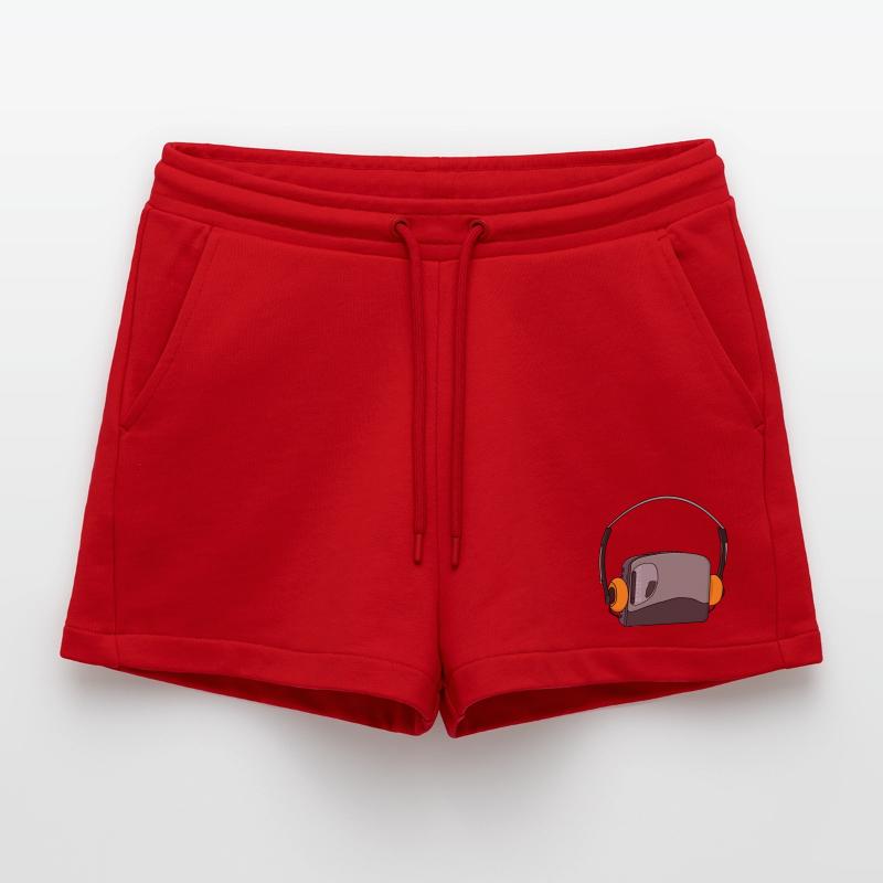 Cool Portable Cassette Audio Player Organic Relaxed Cropped Shorts Made in EU