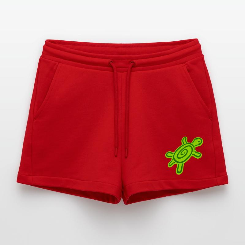 turtle spiral turtle shell pattern cute Organic Relaxed Cropped Shorts Made in EU