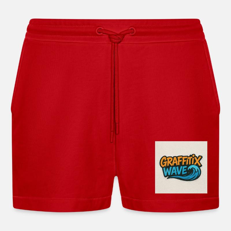 Graffitix Wave Graffiti Logo - Short bio décontracté court fabriqué en UE - rouge