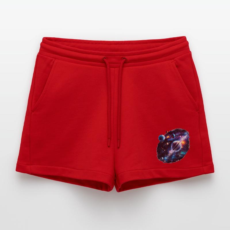 Galactic Planetary System Pattern Organic Relaxed Cropped Shorts Made in EU