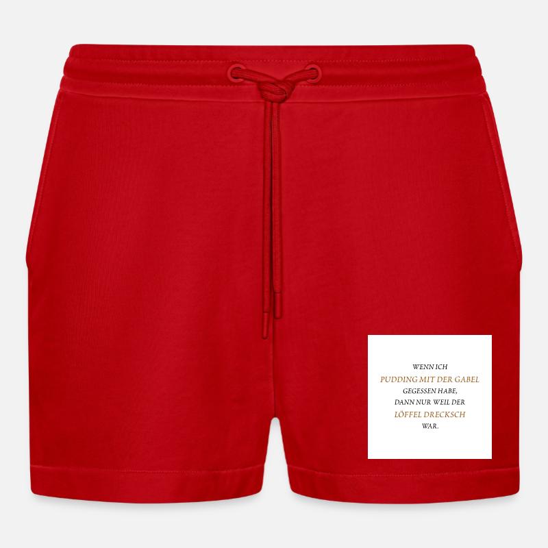 Pudding mit der Gabel - Organic Relaxed Cropped Shorts Made in EU - Rot