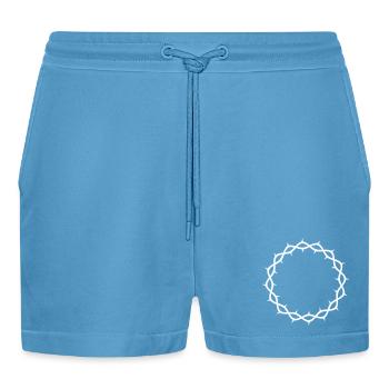 Crown of thorns - Organic Relaxed Cropped Shorts Made in EU -  Sol Blue - Front