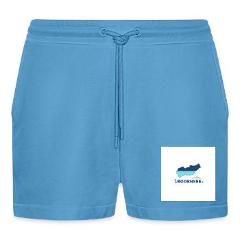 Bodensee Landschaftslogo Seeufer - Organic Relaxed Cropped Shorts Made in EU -  Sol Blue - Vorne