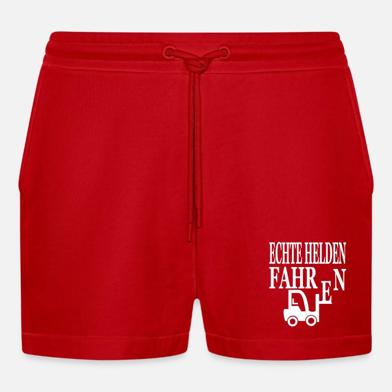 Gabelstapler - Organic Relaxed Cropped Shorts Made in EU - Rot