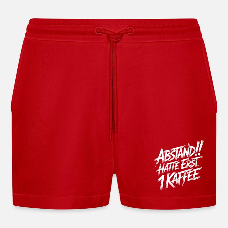 Abstand! Halte erst 1 Kaffee - Organic Relaxed Cropped Shorts Made in EU - Rot