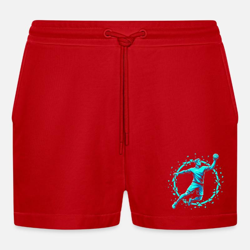 Handball Leidenschaft Hitze Training Geschenk - Organic Relaxed Cropped Shorts Made in EU - Rot