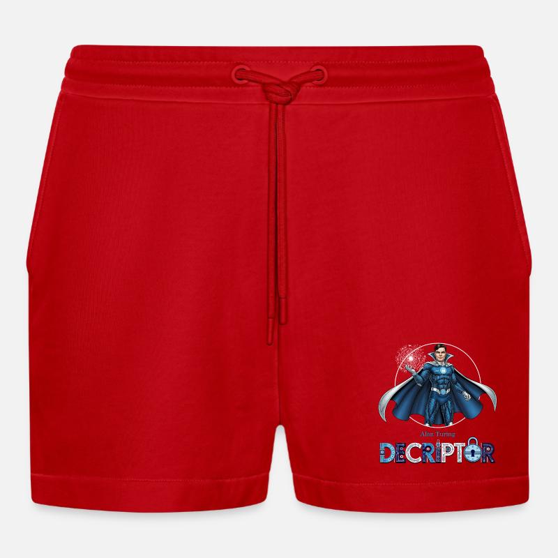 Hero Coder Decryptor - Organic Relaxed Cropped Shorts Made in EU - red