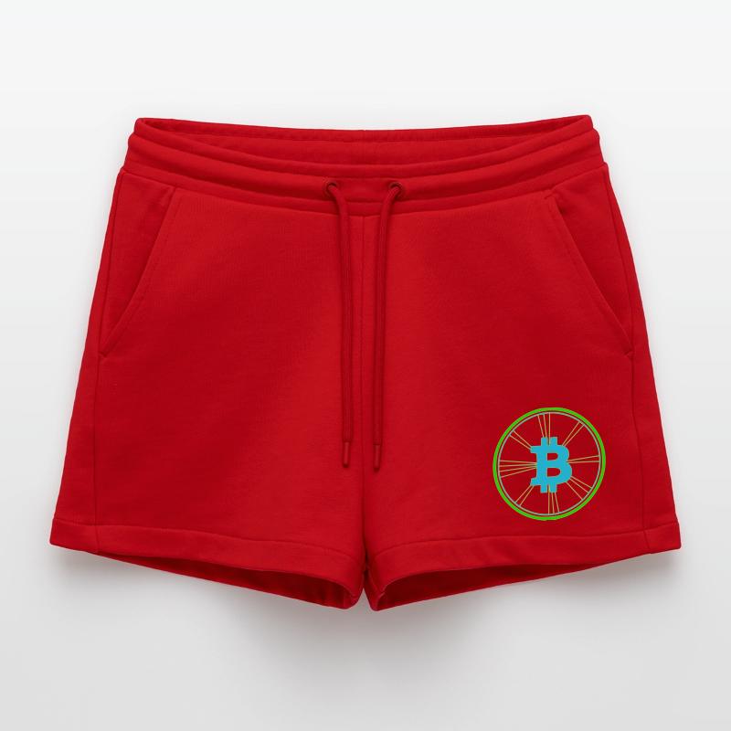 Bitcoin Wireframe Speed Future Vector Organic Relaxed Cropped Shorts Made in EU