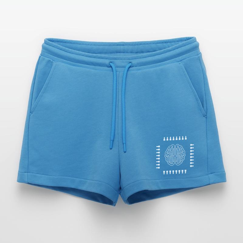 AI Brain Chip Processor Tech Vector Organic Relaxed Cropped Shorts Made in EU