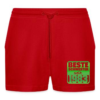 Sister 1983 - Organic Relaxed Cropped Shorts Made in EU - red - Front