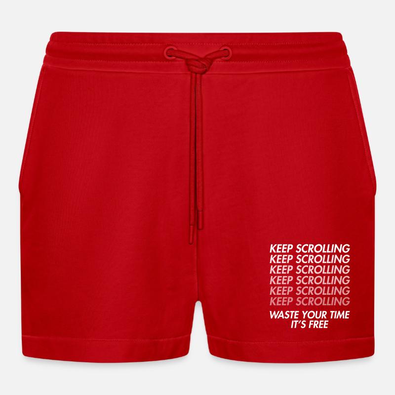 Doomscrolling – Zeitverschwendung - Organic Relaxed Cropped Shorts Made in EU - Rot