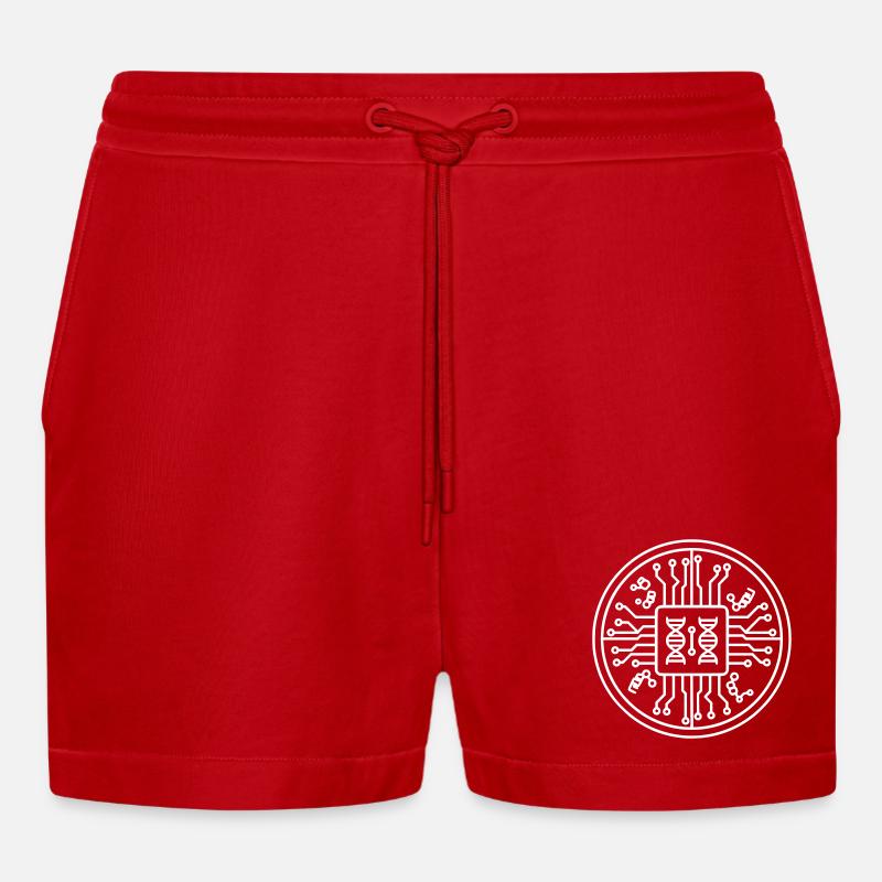  Bioinformatik Chip DNA Tech - Organic Relaxed Cropped Shorts Made in EU - Rot