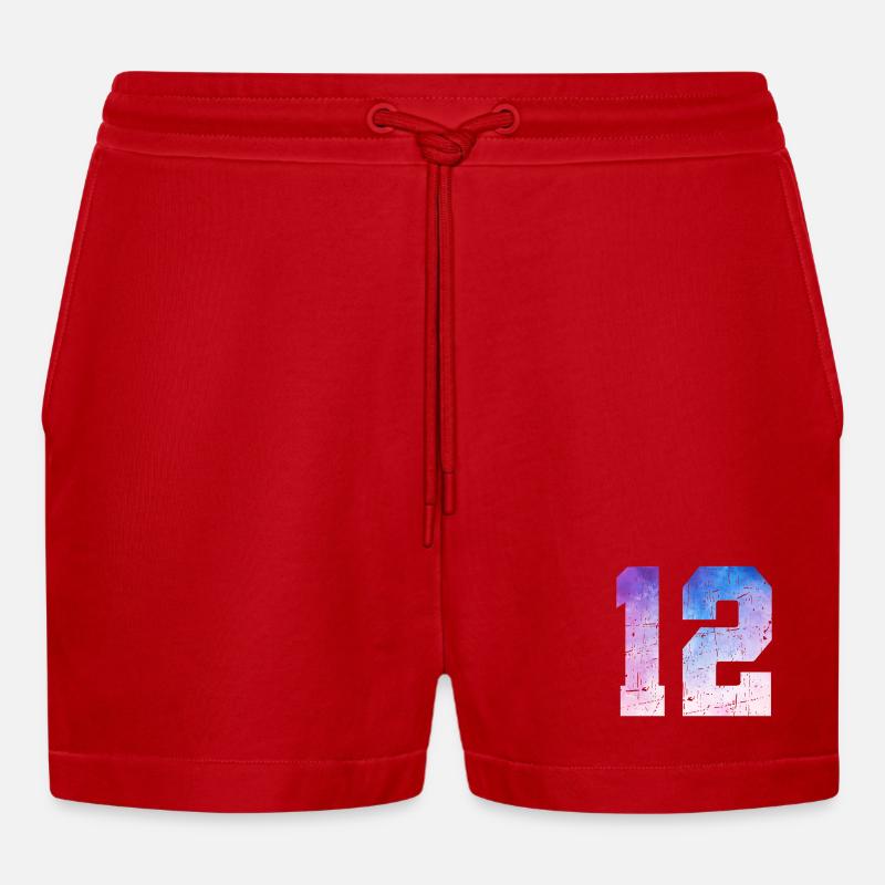 Issue 12 – 12th Anniversary Gift - Organic Relaxed Cropped Shorts Made in EU - red