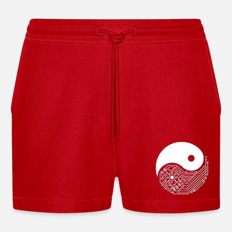Machine Learning Deep Learning and AI ML Engineer - Organic Relaxed Cropped Shorts Made in EU - red