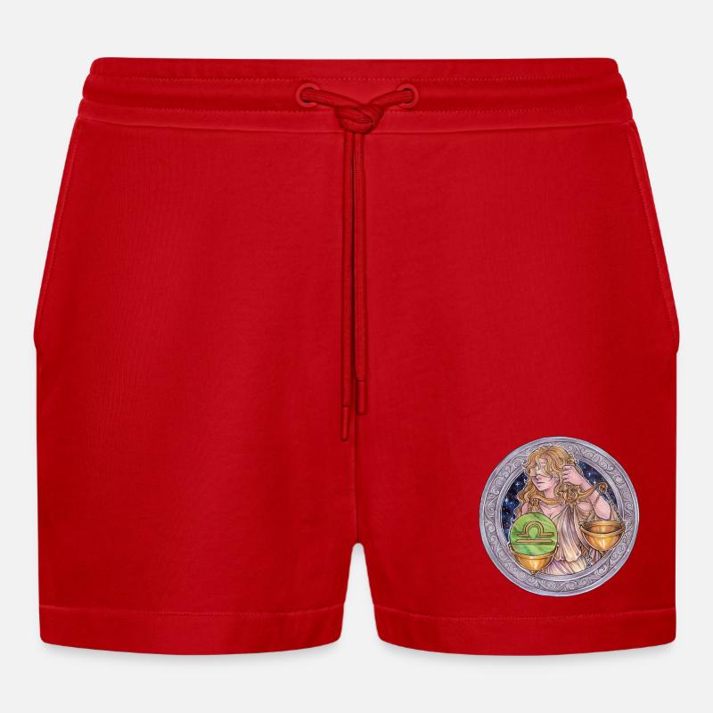 Zodiac Sign Sternzeichen Waage Libra Geschenk - Organic Relaxed Cropped Shorts Made in EU - Rot