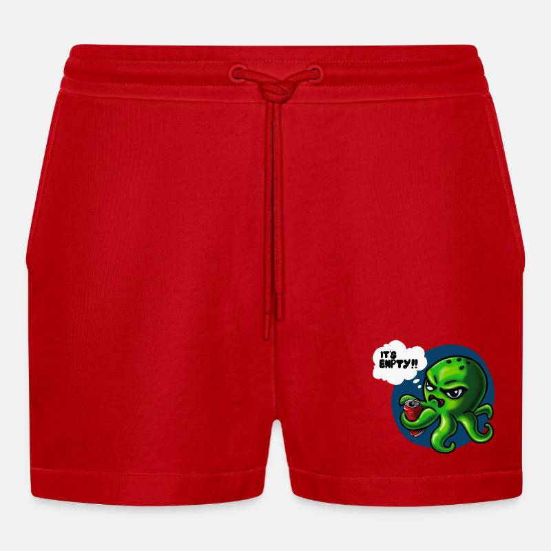 Grumpy Kraken - Short bio décontracté court fabriqué en UE - rouge