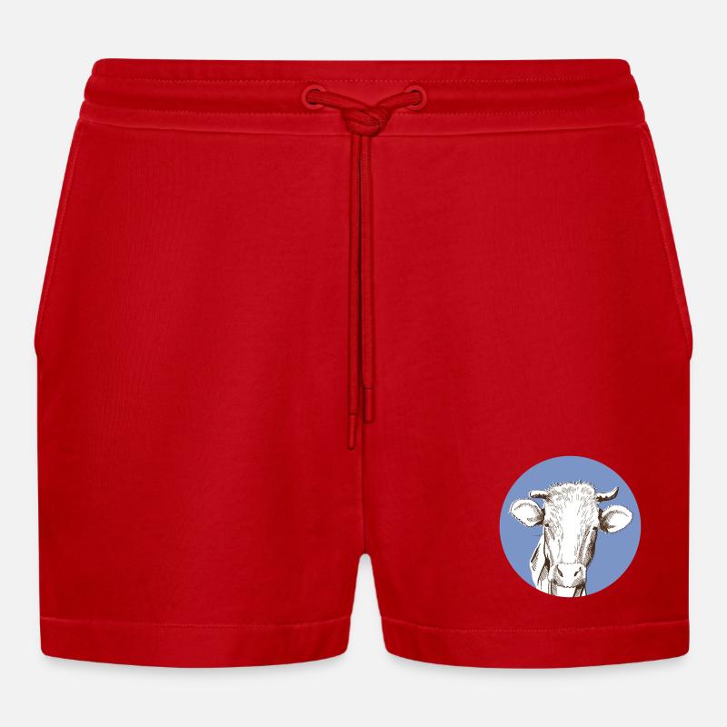 Vacca - Pantaloncini corti ecologici casual Made in UE - rosso