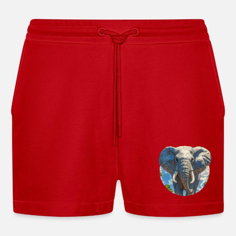 Elefantendesign - Organic Relaxed Cropped Shorts Made in EU - Rot